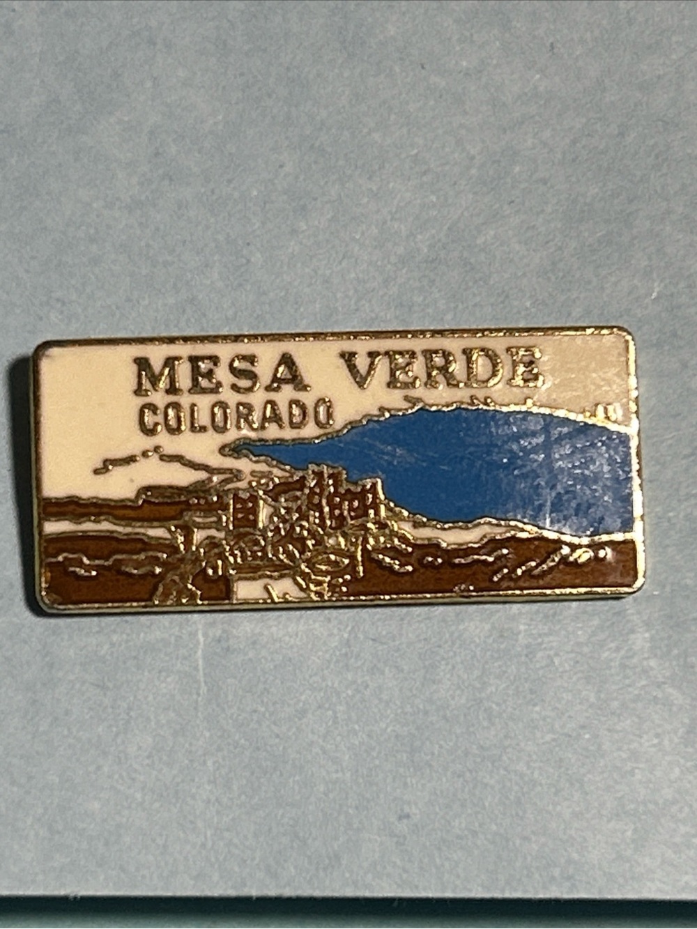 Mesa Verde Colorado Enamel Pin - Blue, White & Brown